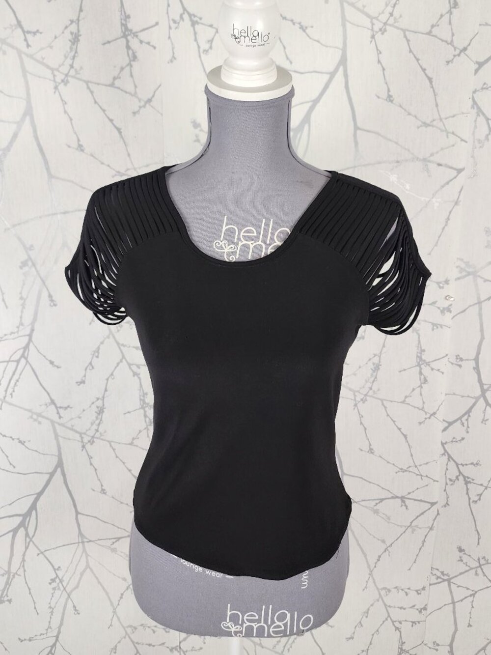 Joseph Ribkoff Slinky Stretch Jersey Cutout Sleeve Cropped Tee